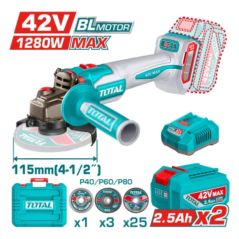Total TAGLI4128112 42V 115mm Angle Grinder Kit