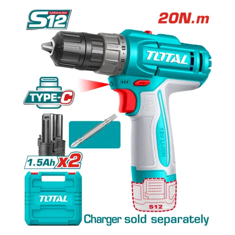 Total TDLI12206 12V Cordless Drill Kit
