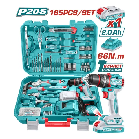 Total THKTHP11652 Cordless Drill Tool Set, 165pcs